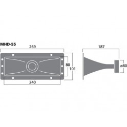 Monacor MHD-55 Głośnik tubowy wysokotonowy PA, 55W MAX/30W RMS/8Ω